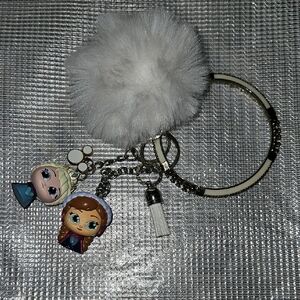 Homemade Doorable Bag Purse Charm Keychain  Elsa Anna Bangle Soft Pom Pom